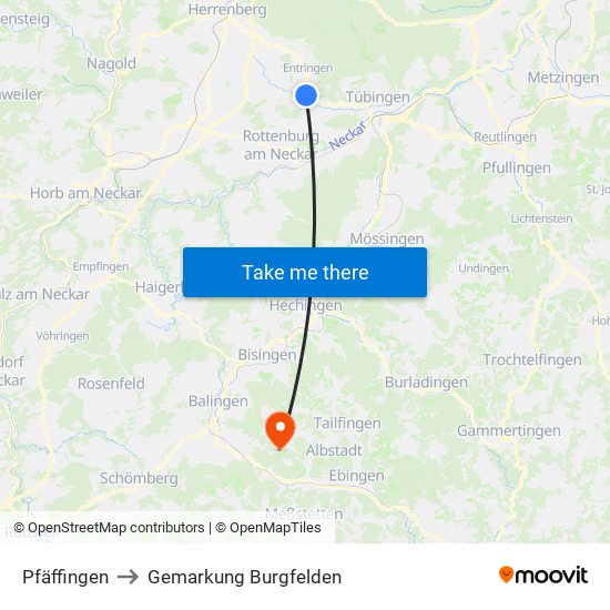 Pfäffingen to Gemarkung Burgfelden map