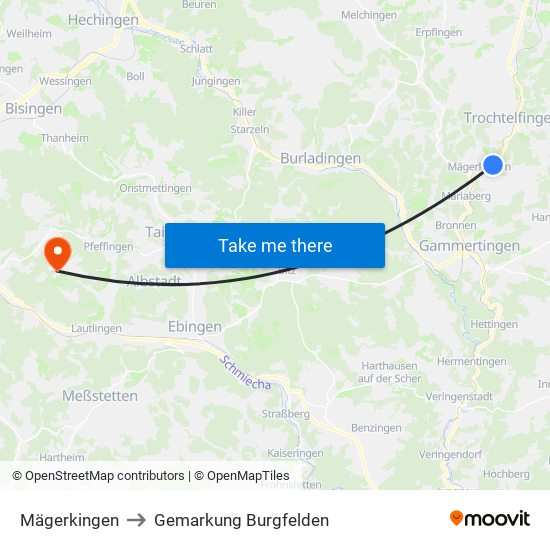 Mägerkingen to Gemarkung Burgfelden map