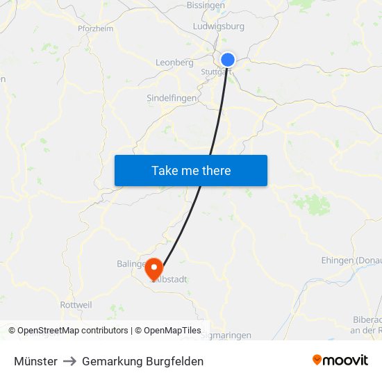 Münster to Gemarkung Burgfelden map