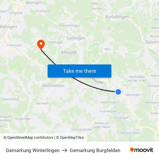 Gemarkung Winterlingen to Gemarkung Burgfelden map