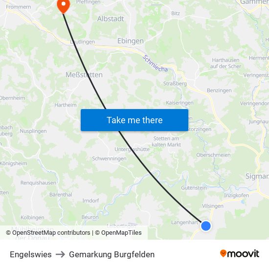 Engelswies to Gemarkung Burgfelden map