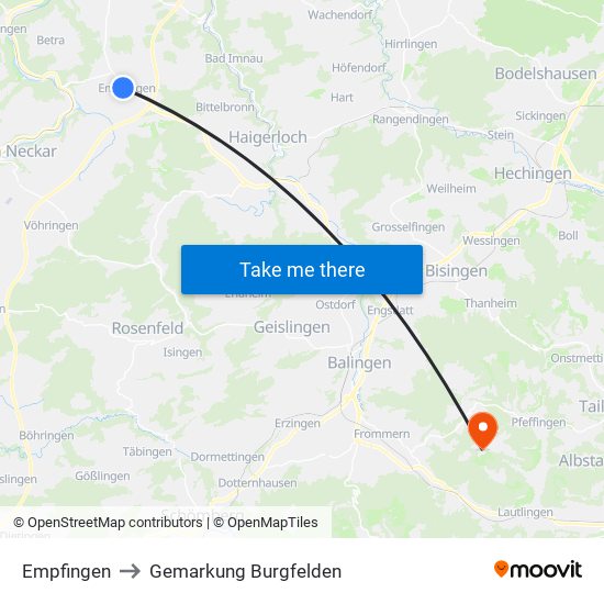 Empfingen to Gemarkung Burgfelden map