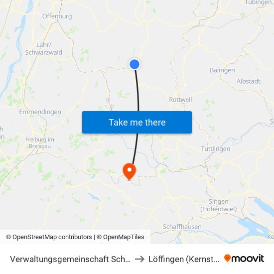 Verwaltungsgemeinschaft Schiltach to Löffingen (Kernstadt) map
