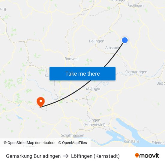 Gemarkung Burladingen to Löffingen (Kernstadt) map