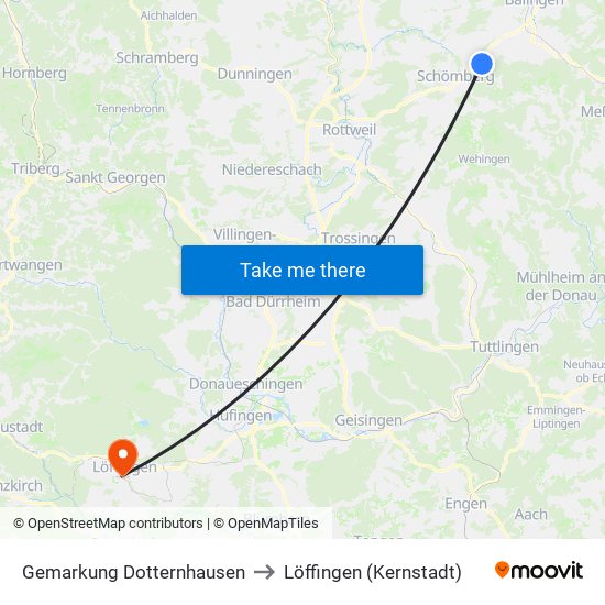 Gemarkung Dotternhausen to Löffingen (Kernstadt) map