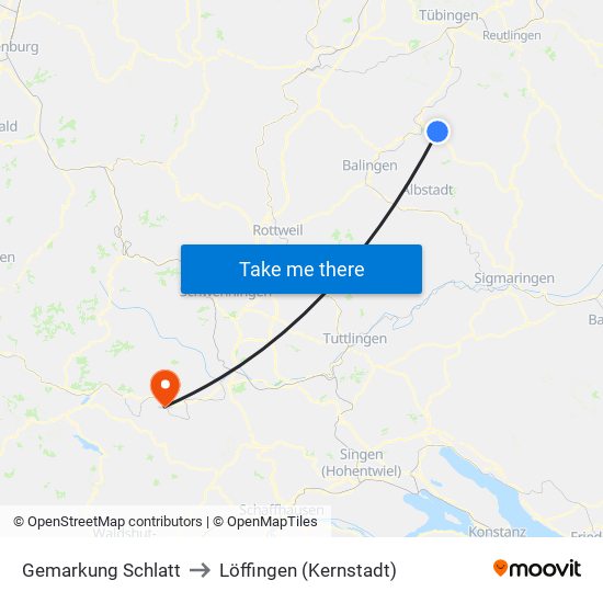 Gemarkung Schlatt to Löffingen (Kernstadt) map