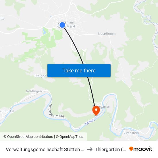 Verwaltungsgemeinschaft Stetten am Kalten Markt to Thiergarten (Beuron) map