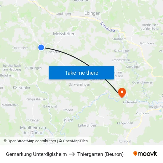Gemarkung Unterdigisheim to Thiergarten (Beuron) map