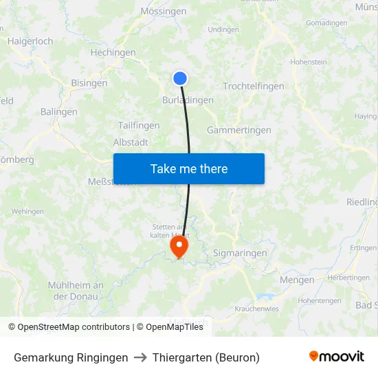 Gemarkung Ringingen to Thiergarten (Beuron) map
