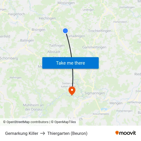 Gemarkung Killer to Thiergarten (Beuron) map