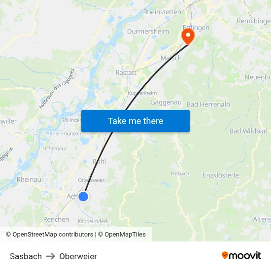 Sasbach to Oberweier map