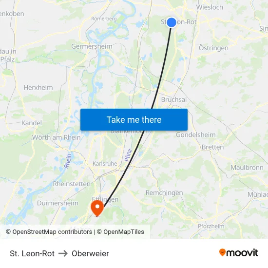 St. Leon-Rot to Oberweier map