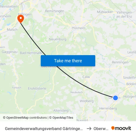 Gemeindeverwaltungsverband Gärtringen/Ehningen to Oberweier map