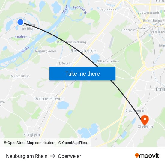 Neuburg am Rhein to Oberweier map