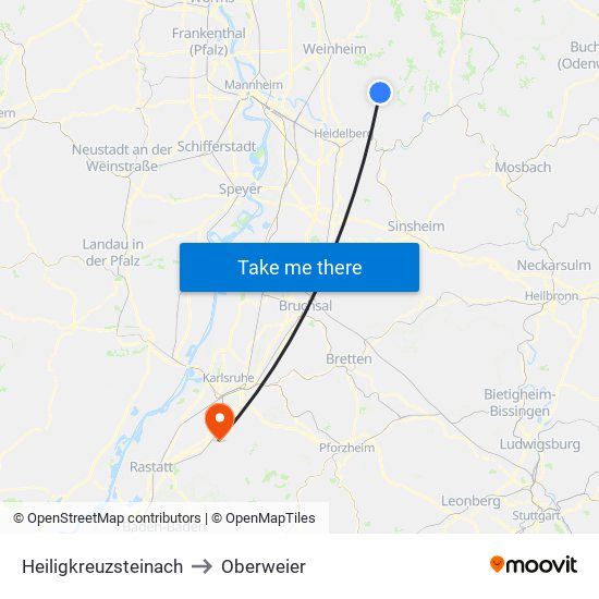 Heiligkreuzsteinach to Oberweier map