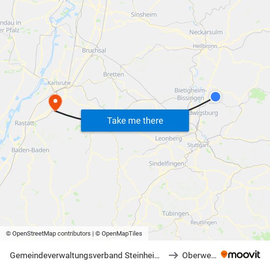 Gemeindeverwaltungsverband Steinheim-Murr to Oberweier map