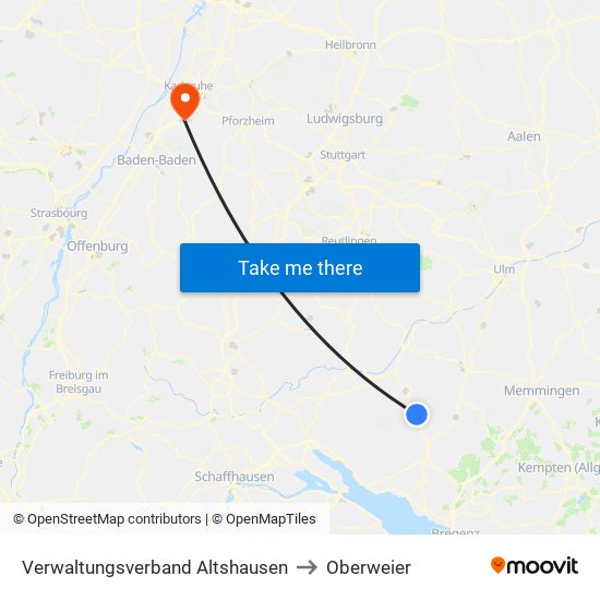 Verwaltungsverband Altshausen to Oberweier map