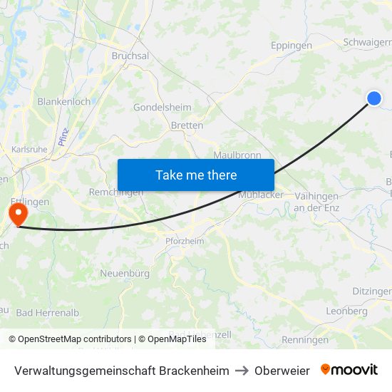 Verwaltungsgemeinschaft Brackenheim to Oberweier map