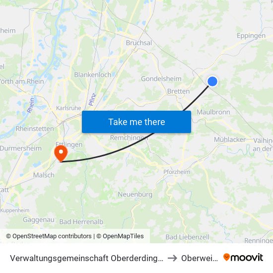 Verwaltungsgemeinschaft Oberderdingen to Oberweier map