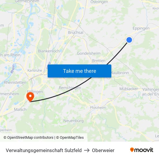 Verwaltungsgemeinschaft Sulzfeld to Oberweier map