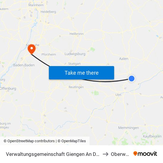 Verwaltungsgemeinschaft Giengen An Der Brenz to Oberweier map