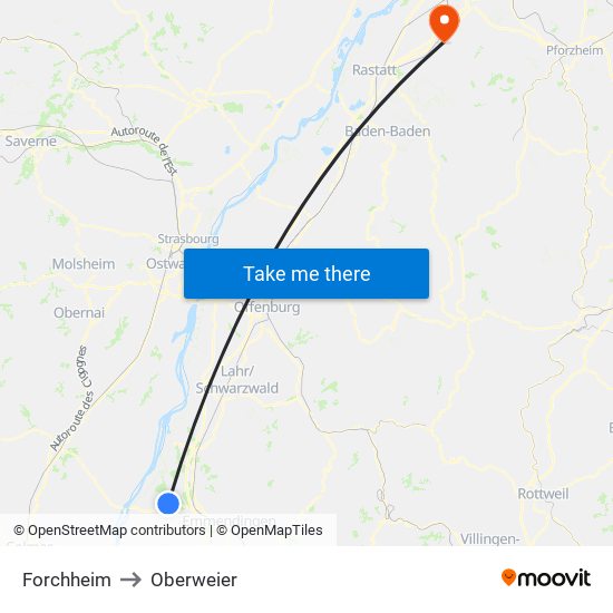 Forchheim to Oberweier map