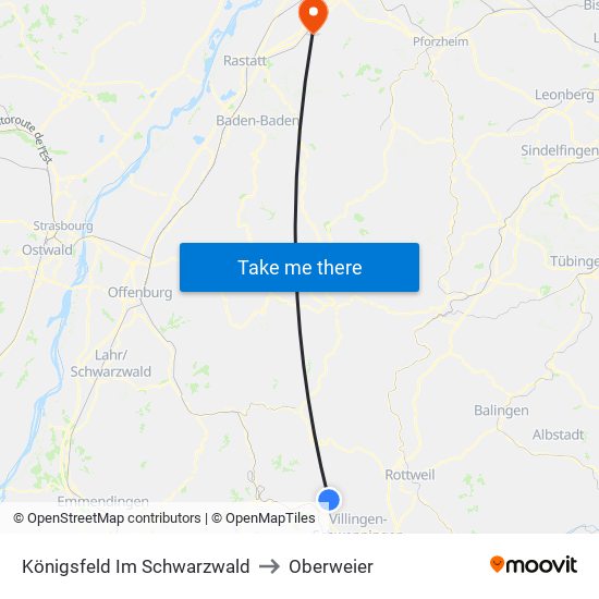 Königsfeld Im Schwarzwald to Oberweier map