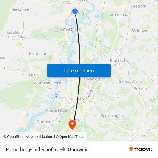 Römerberg-Dudenhofen to Oberweier map
