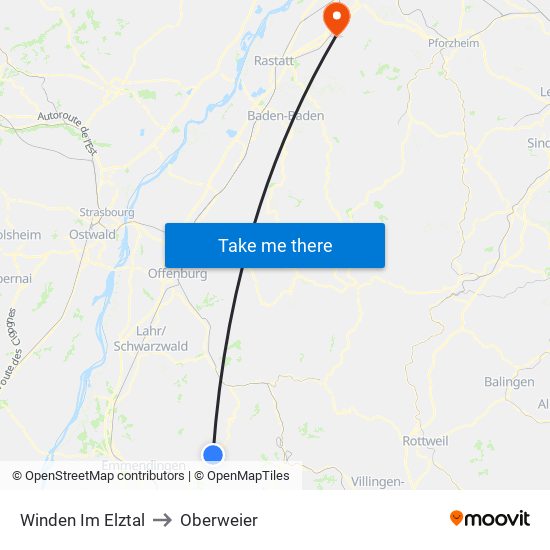 Winden Im Elztal to Oberweier map