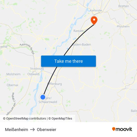 Meißenheim to Oberweier map