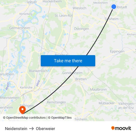 Neidenstein to Oberweier map