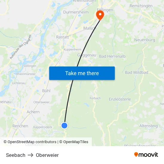 Seebach to Oberweier map