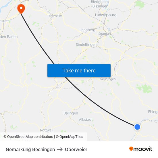 Gemarkung Bechingen to Oberweier map