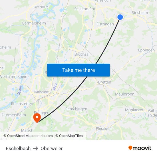 Eschelbach to Oberweier map