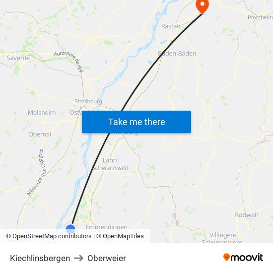 Kiechlinsbergen to Oberweier map