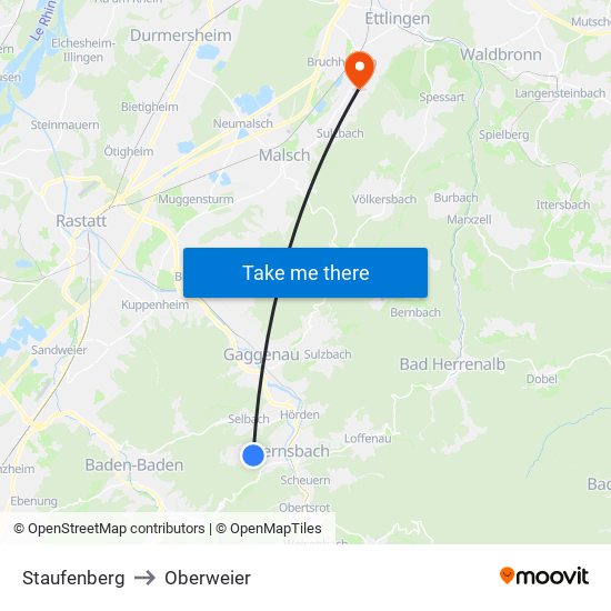 Staufenberg to Oberweier map