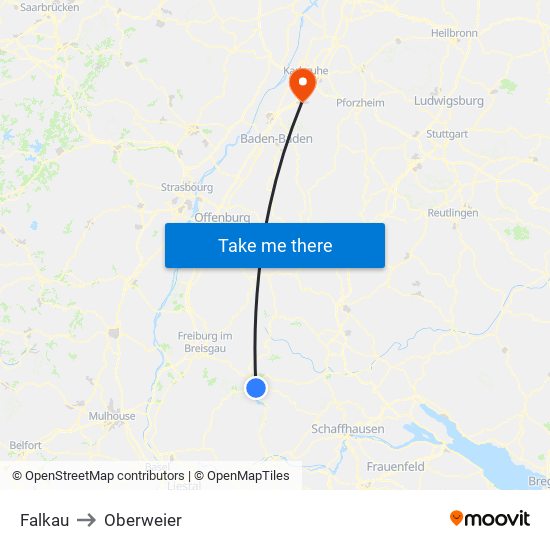 Falkau to Oberweier map