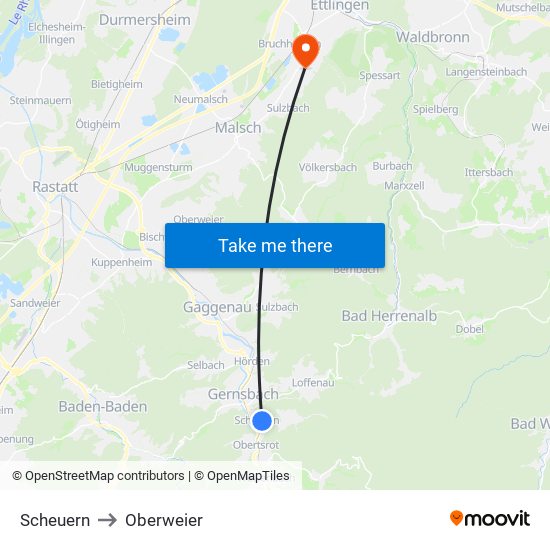 Scheuern to Oberweier map