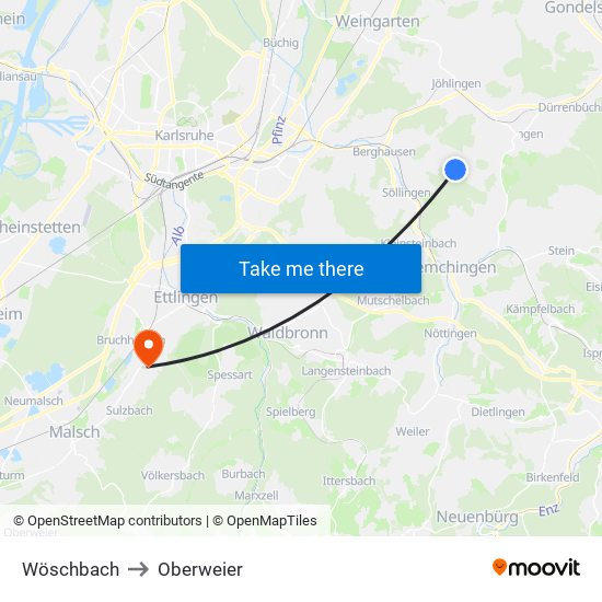Wöschbach to Oberweier map