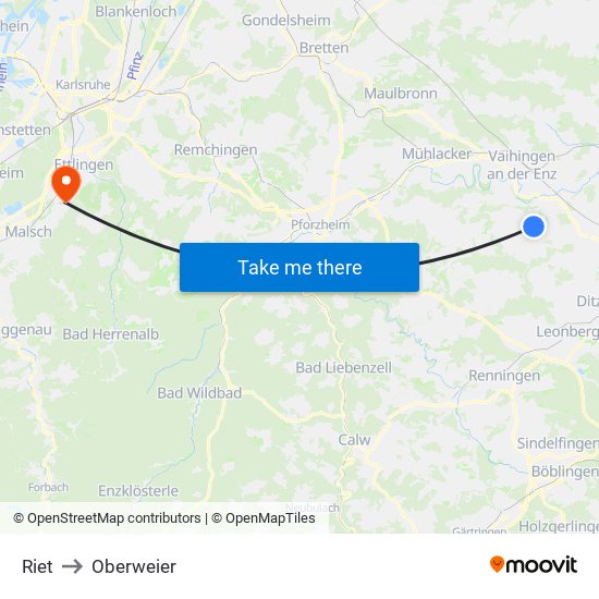 Riet to Oberweier map