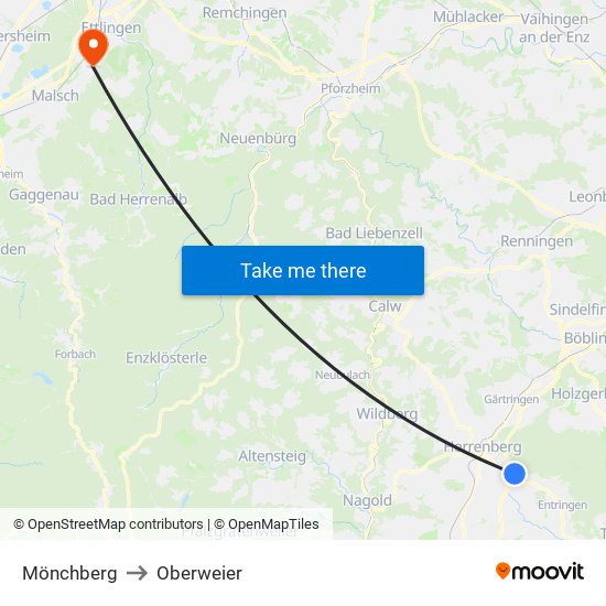 Mönchberg to Oberweier map