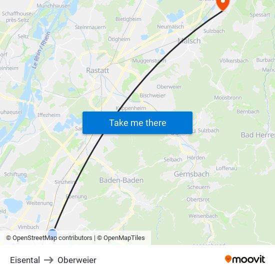 Eisental to Oberweier map