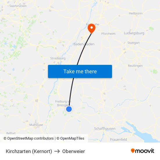 Kirchzarten (Kernort) to Oberweier map