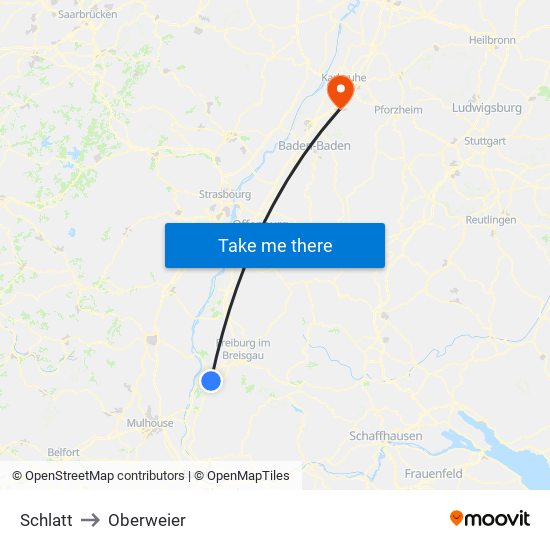 Schlatt to Oberweier map