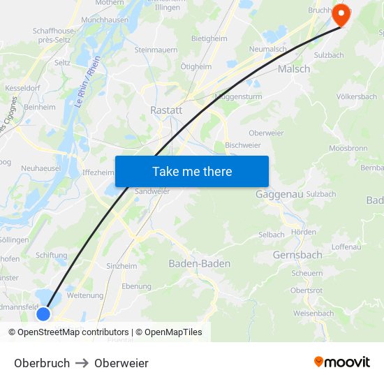 Oberbruch to Oberweier map