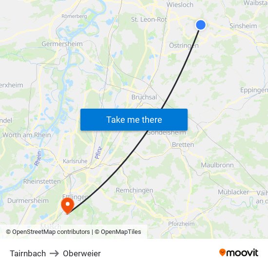 Tairnbach to Oberweier map