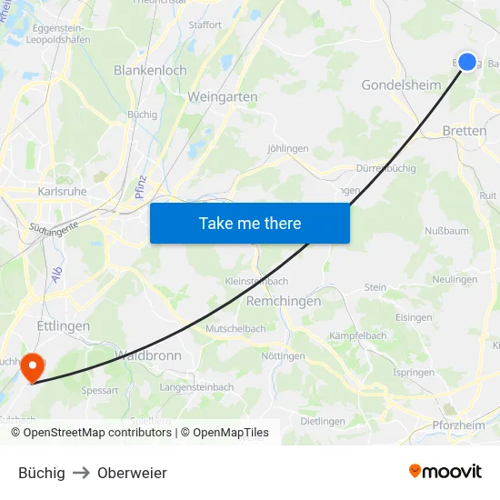 Büchig to Oberweier map