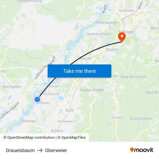 Grauelsbaum to Oberweier map