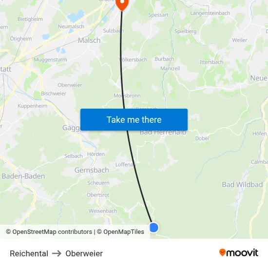 Reichental to Oberweier map