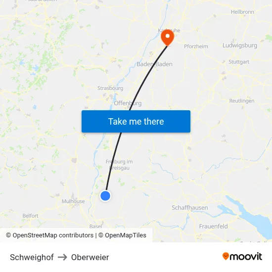 Schweighof to Oberweier map